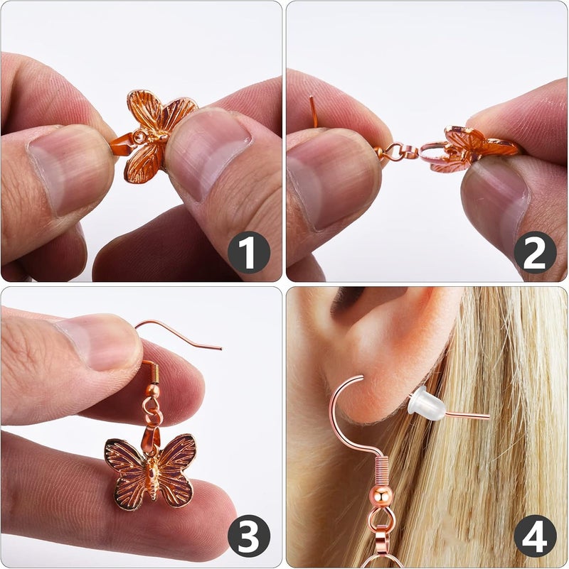MENKEY Earring Hooks 50PCS/25Pairs, Stainless Steel Rose Gold Ear Wires Fish Hooks, Hypo-allergenic Jewelry Findings Parts for DIY Jewelry Making - Image 5